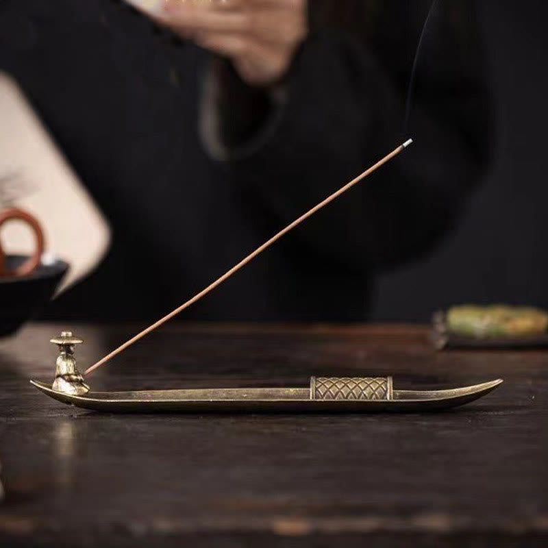 Buddha Stones Fisherman Boat Koi Fish Zinc Alloy Incense Stick Holder Healing Incense Burner Decoration - image 14