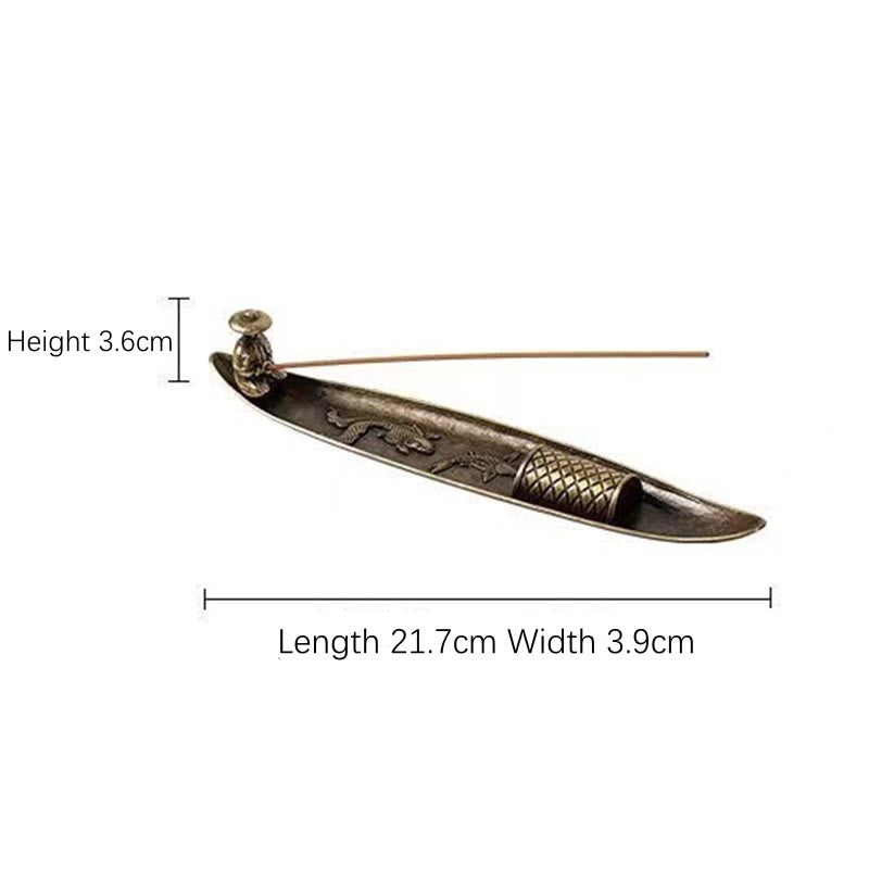 Buddha Stones Fisherman Boat Koi Fish Zinc Alloy Incense Stick Holder Healing Incense Burner Decoration - image 12