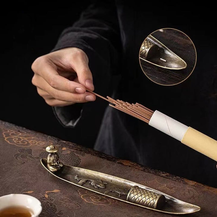 Buddha Stones Fisherman Boat Koi Fish Zinc Alloy Incense Stick Holder Healing Incense Burner Decoration - image 4