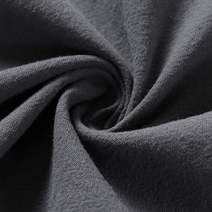 Buddha Stones Casual Plain Color Two Buttons V-neck Three Quarter Sleeve Cotton Men's Shirt - image 8