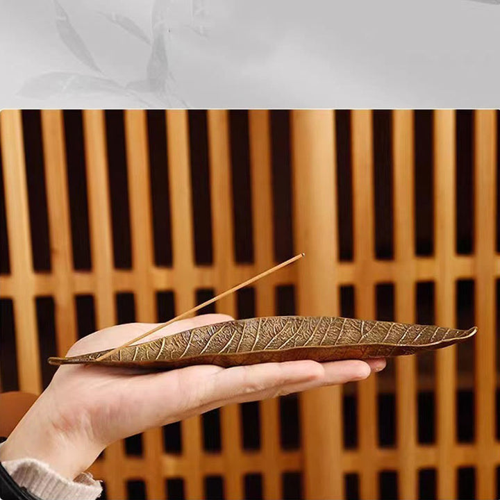 Buddha Stones Alloy Oriental Leaf Healing Incense Burner Decoration - image 3