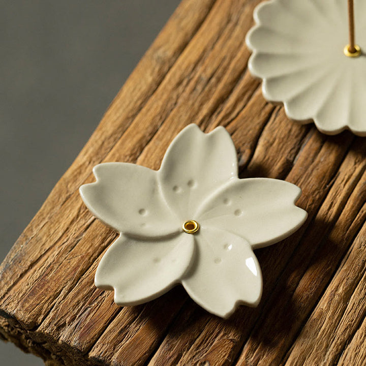 Buddha Stones Lotus Cherry Blossom Plum Blossom Chrysanthemum Healing Ceramic Incense Burner Decoration - image 2