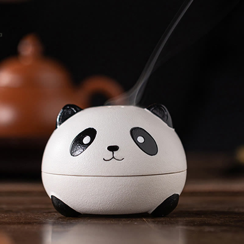 Buddha Stones Cute Panda Healing Ceramic Incense Burner Desk Decoration