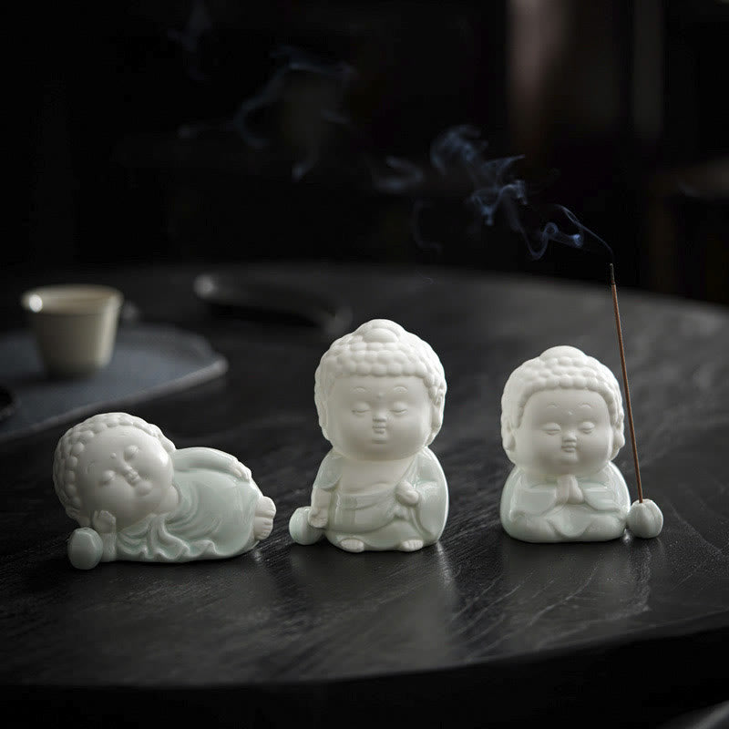 Buddha Stones Buddha Sitting Standing Reclining Ceramic Healing Incense Burner Desk Decoration