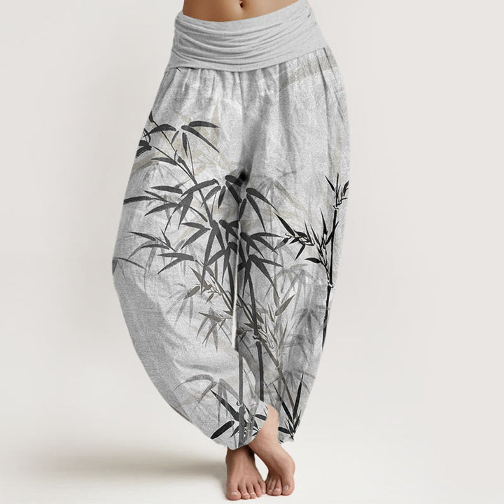 Buddha Stones Casual Bamboo Leaves Women's Elastic Waist Harem Pants