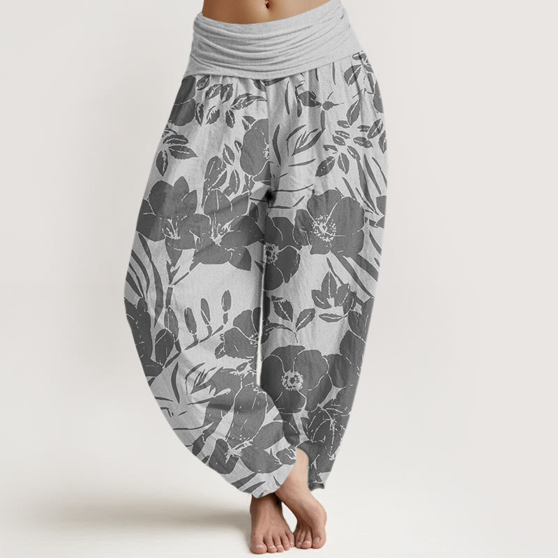 Buddha Stones Casual Magnolias Women's Elastic Waist Harem Pants