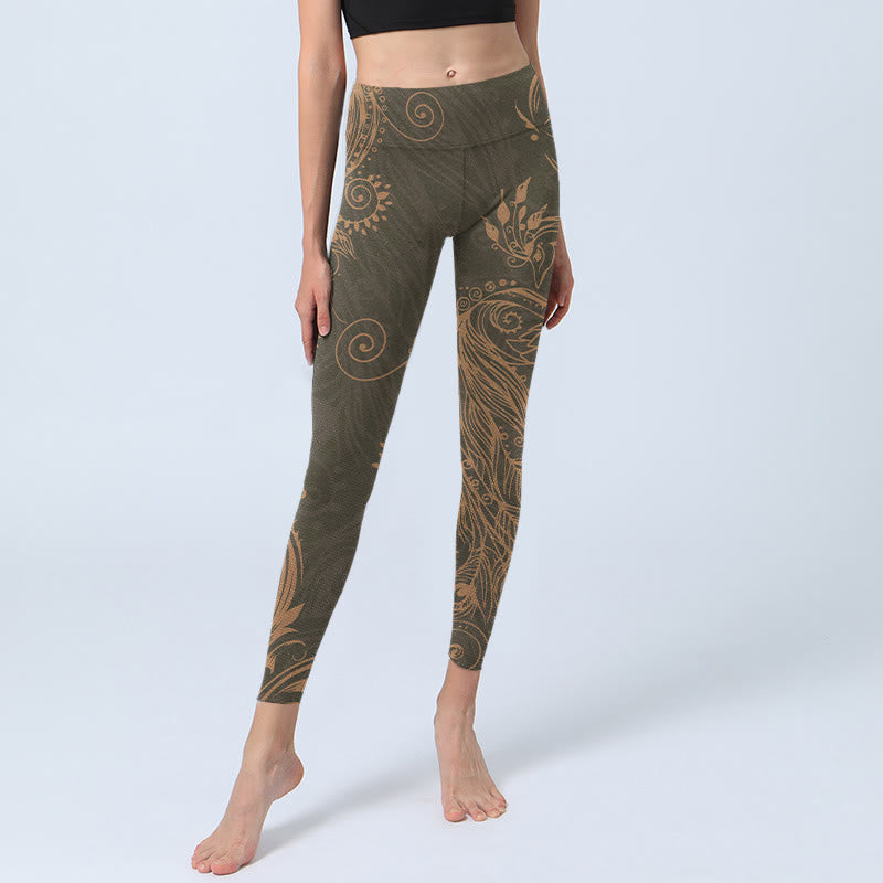 Buddha Stones Peacock Feather Print Gym Leggings Women's Yoga Pants - image 6