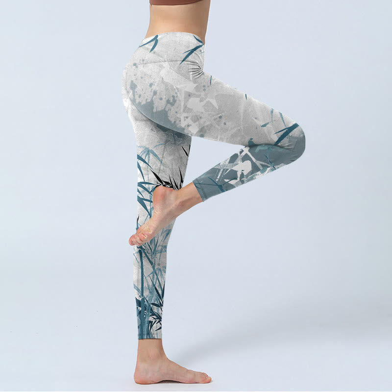 Buddha Stones Bamboo Print Gym Leggings Women's Yoga Pants - image 3