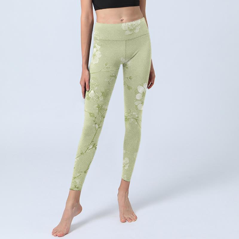 Buddha Stones White Plum Blossoms Print Gym Leggings Women's Yoga Pants - image 6