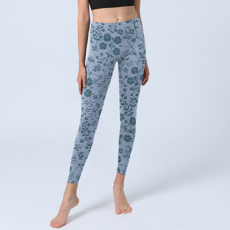 Buddha Stones Lush Flowers Plants Print Gym Leggings Women's Yoga Pants - image 6
