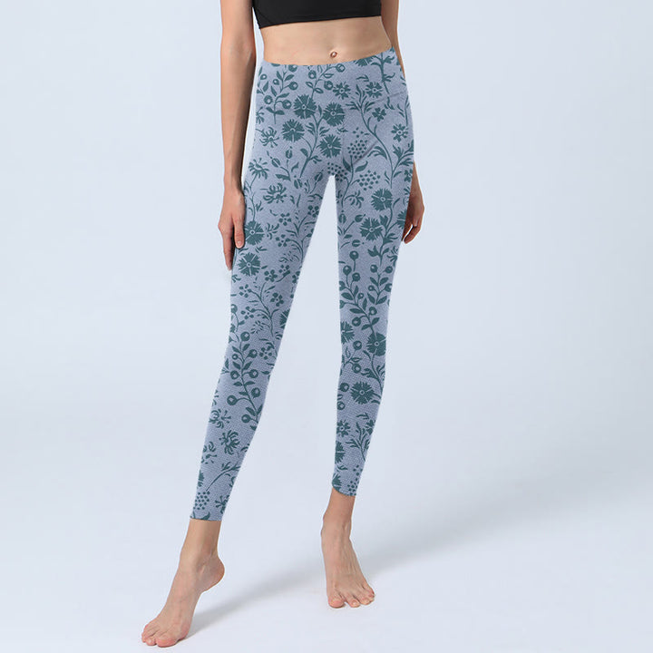 Buddha Stones Lush Flowers Plants Print Gym Leggings Women's Yoga Pants - image 6