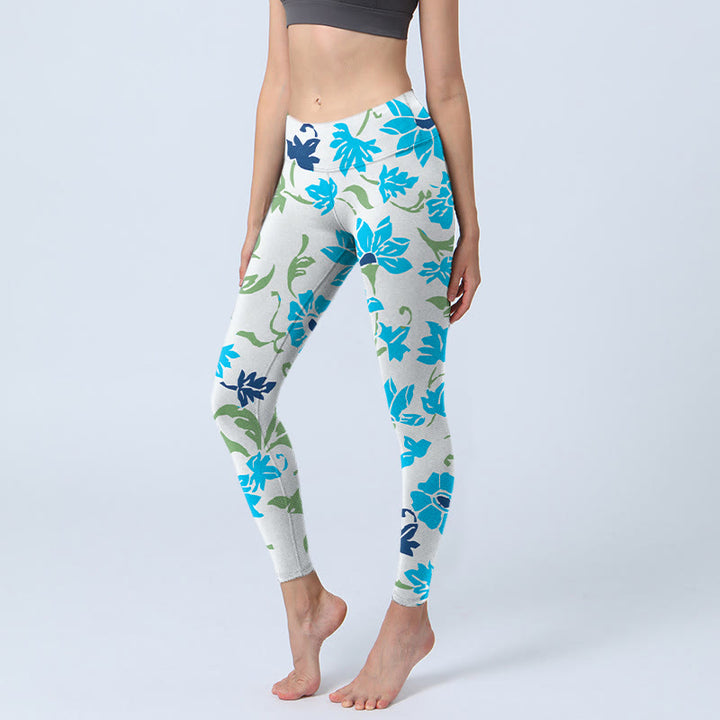 Buddha Stones Blossom Leaves Print Gym Leggings Women's Yoga Pants