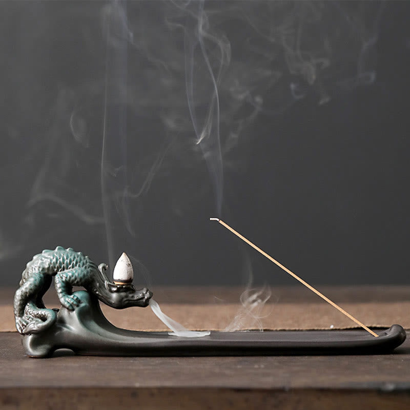 Buddha Stones Moon Rabbit PiXiu Mountain Healing Ceramic Stick Incense Burner Decoration - Pixiu 25.1*4.2*6.7cm - image 8