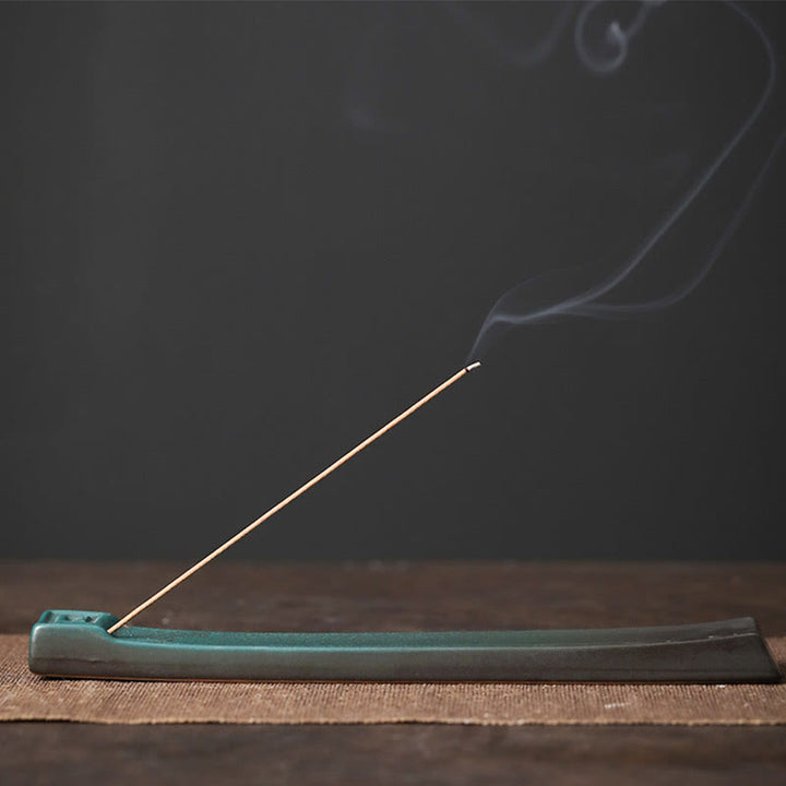 Buddha Stones Moon Rabbit PiXiu Mountain Healing Ceramic Stick Incense Burner Decoration - Simple Pattern 23.4*3.7*1.2cm - image 14