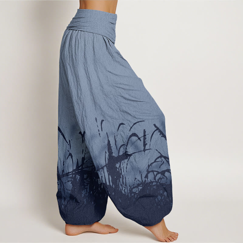 Buddha Stones Wild Grass Pattern Women's Elastic Waist Harem Pants - image 5