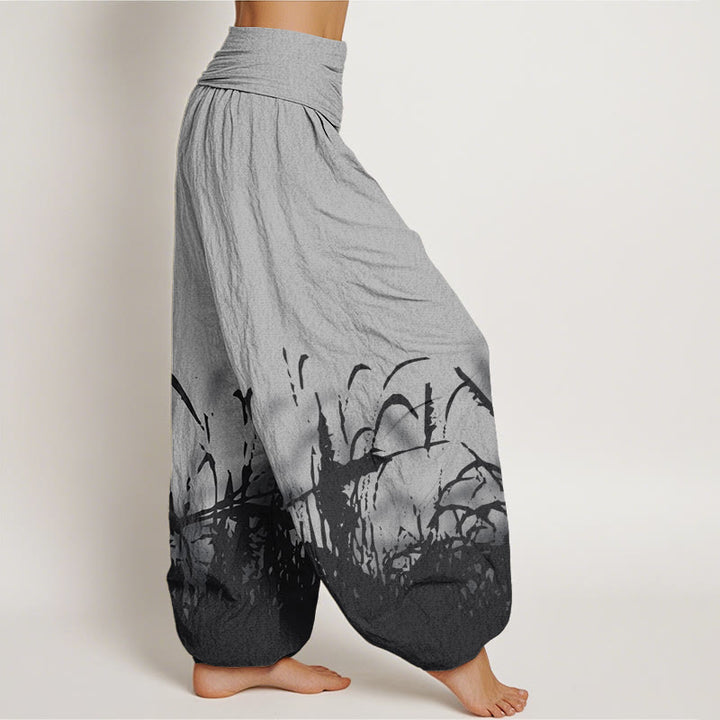 Buddha Stones Wild Grass Pattern Women's Elastic Waist Harem Pants