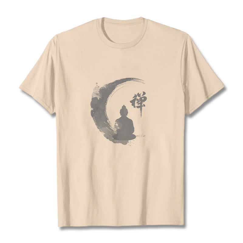 Buddha Stones Meditating Buddha Pattern Cotton Tee T-shirt