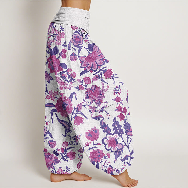 Buddha Stones Sunflower Pattern Women's Elastic Waist Harem Pants