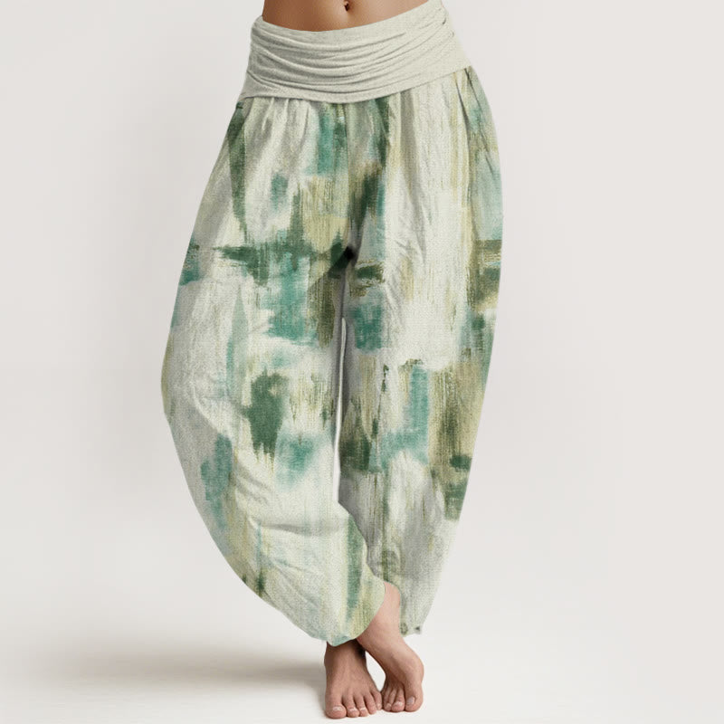 Buddha Stones Tie Dye Pattern Design Women's Elastic Waist Harem Pants