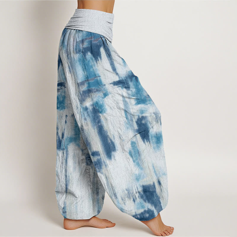 Buddha Stones Tie Dye Pattern Design Women's Elastic Waist Harem Pants