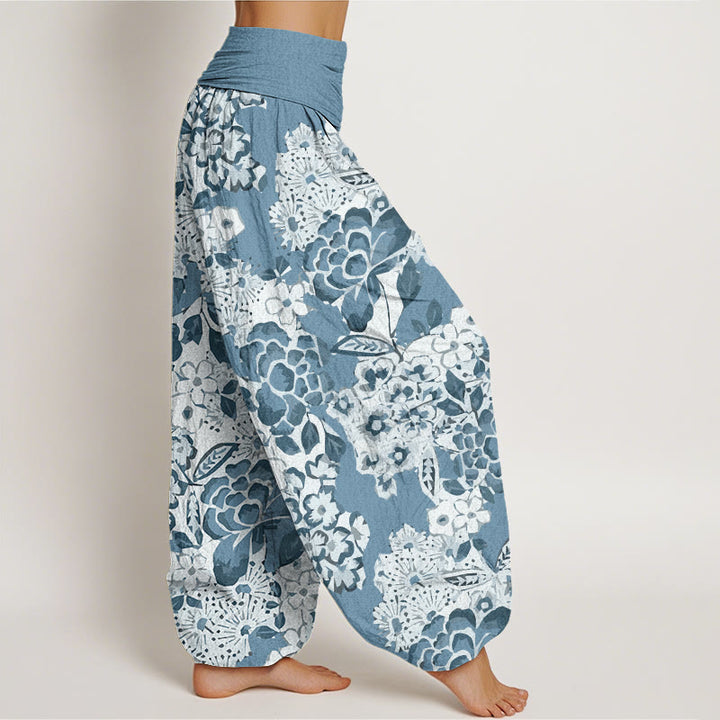 Buddha Stones Peony Dandelion Flowers Women's Elastic Waist Harem Pants