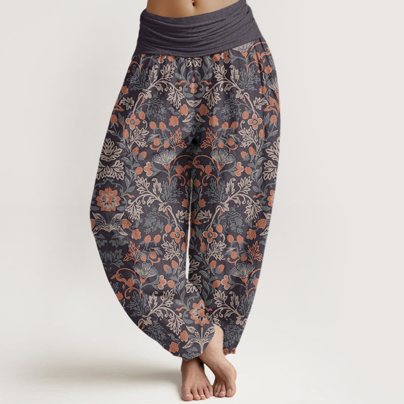 Buddha Stones Casual Flower Vine Leaves Pattern Women's Elastic Waist Harem Pants - RosyBrown - US22，UK/AU26，EU54 (6XL) - image 4