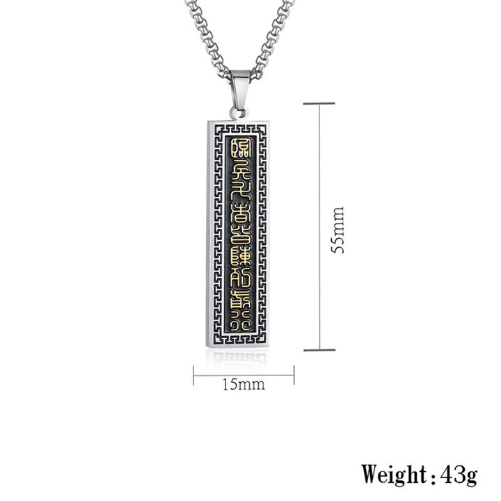 Buddha Stones The Nine-word Mantra Titanium Steel Bagua Yin Yang Balance Necklace Pendant - image 9