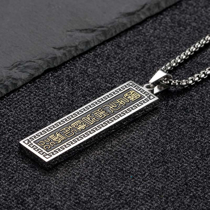 Buddha Stones The Nine-word Mantra Titanium Steel Bagua Yin Yang Balance Necklace Pendant - image 4