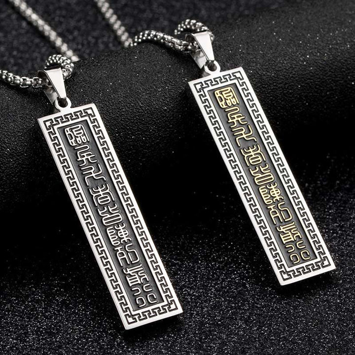 Buddha Stones The Nine-word Mantra Titanium Steel Bagua Yin Yang Balance Necklace Pendant - image 12