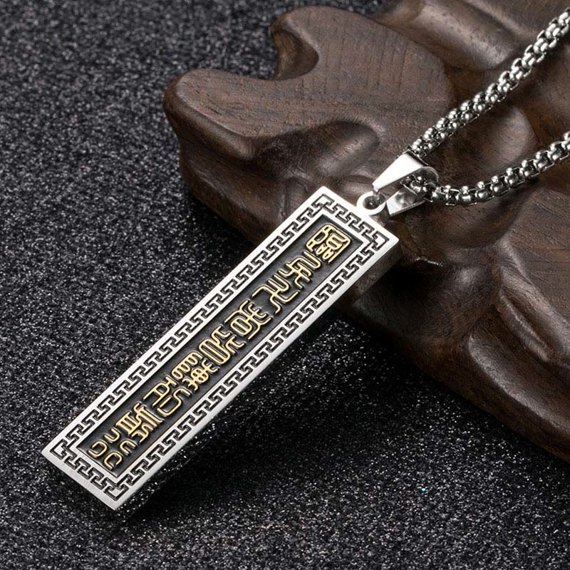 Buddha Stones The Nine-word Mantra Titanium Steel Bagua Yin Yang Balance Necklace Pendant - image 2