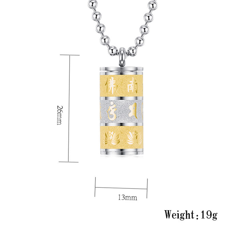 Buddha Stones Tibetan Om Mani Padme Hum Lotus Pattern Prayer Wheel Titanium Steel Peace Necklace Pendant - image 7