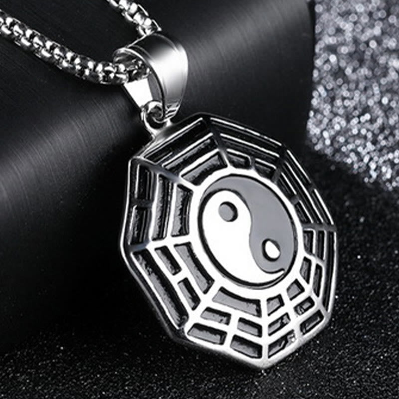 Buddha Stones Titanium Steel Bagua Yin Yang Pattern Balance Necklace Pendant - image 13