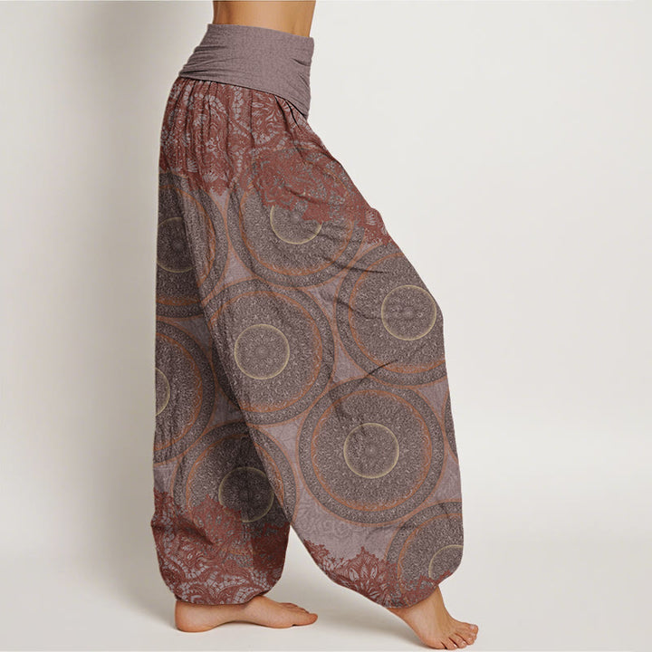 Buddha Stones Casual Flowers Compass Design Women's Elastic Waist Harem Pants - image 5