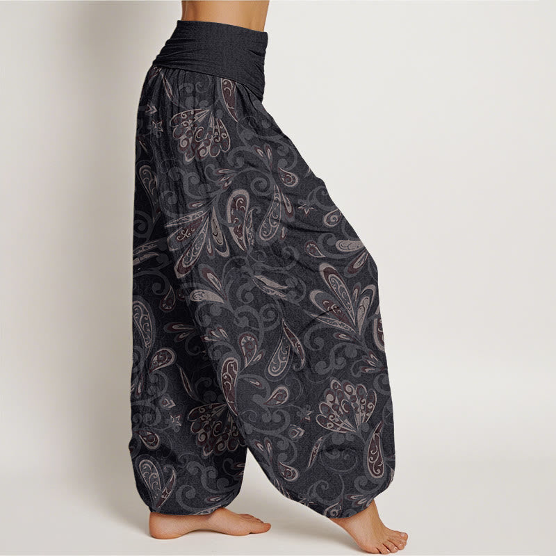 Buddha Stones Cotton Casual Flower Petals Design Women's Elastic Waist Harem Pants - image 1