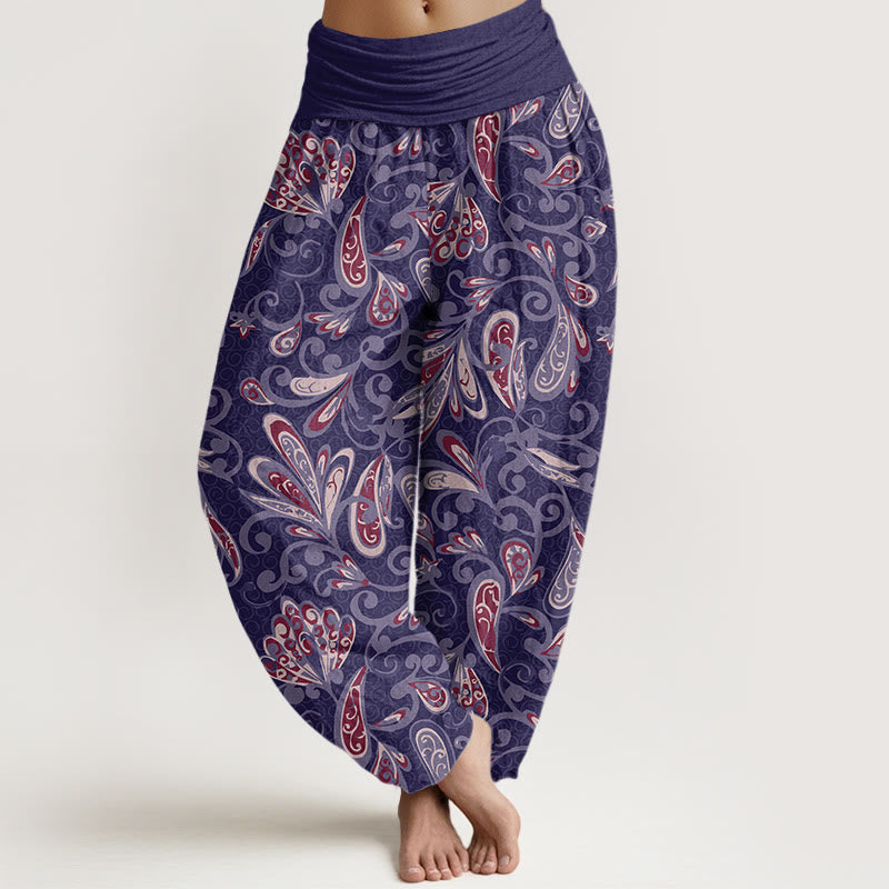 Buddha Stones Casual Flower Petals Design Women's Elastic Waist Harem Pants - MediumPurple - US22，UK/AU26，EU54 (6XL) - image 8