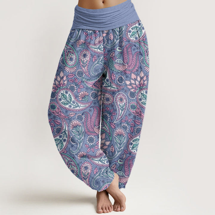 Buddha Stones Cashew Flower Peacock Sunflower Design Women's Elastic Waist Harem Pants - CornflowerBlue - US22，UK/AU26，EU54 (6XL) - image 8