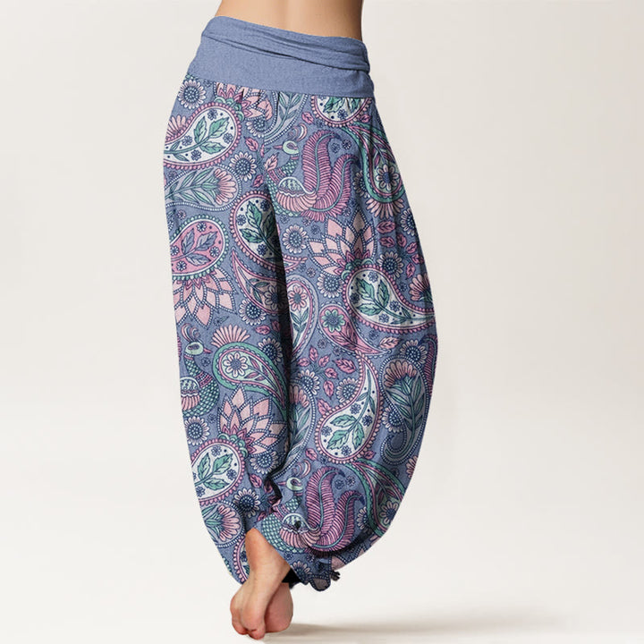 Buddha Stones Cashew Flower Peacock Sunflower Design Women's Elastic Waist Harem Pants - image 9