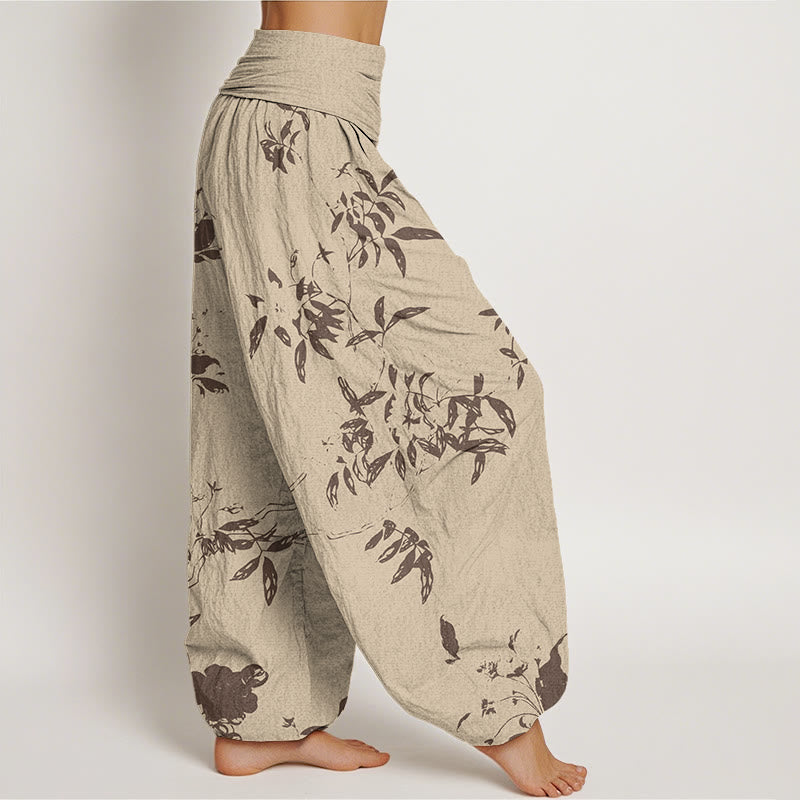 Buddha Stones Branch Pattern Women's Elastic Waist Harem Pants - image 1