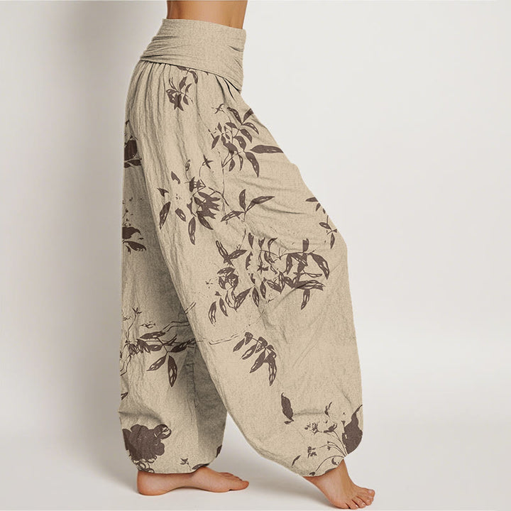 Buddha Stones Branch Pattern Women's Elastic Waist Harem Pants - image 1