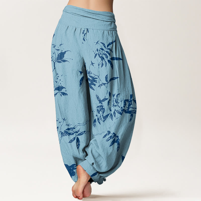 Buddha Stones Branch Pattern Women's Elastic Waist Harem Pants - image 7
