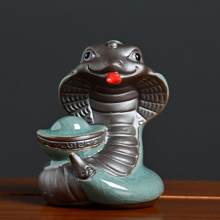 Buddha Stones Year Of The Snake Ingot Fu Character Ceramic Home Decoration