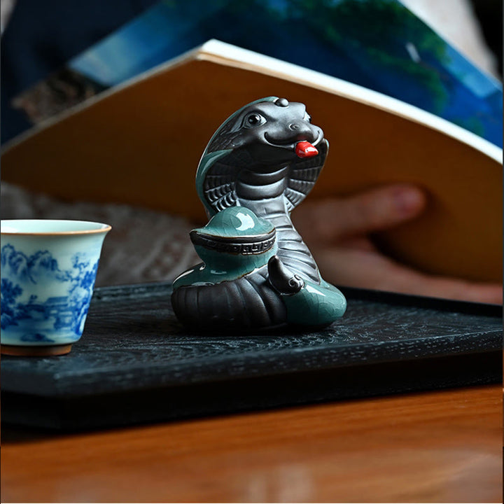 Buddha Stones Year Of The Snake Ingot Fu Character Ceramic Home Decoration