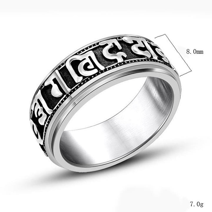 Buddha Stones Tibetan Om Mani Padme Hum Titanium Steel Spinner Balance Ring