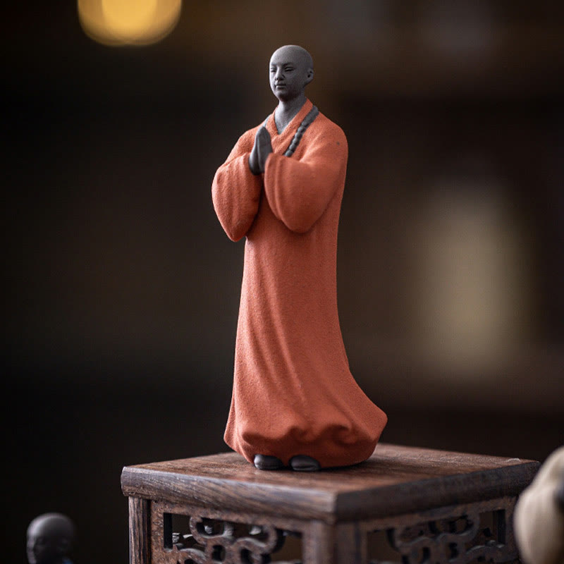 Buddha Stones Meditating Praying Monk Figure Ceramic Compassion Serenity Home Decoration - image 6