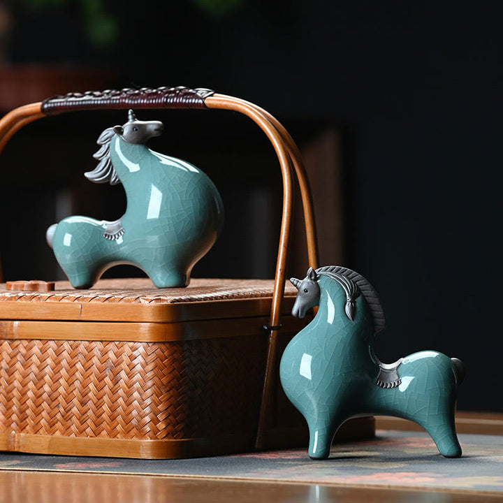 Buddha Stones Head Down Up Horse Ceramic Success Freedom Home Decoration - image 18