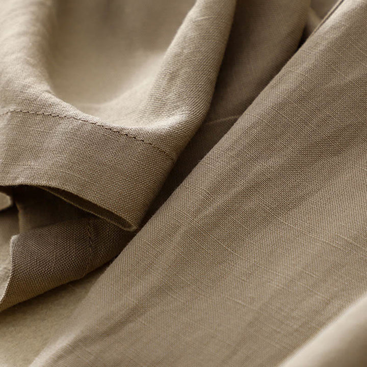 Buddha Stones Solid Color Front Button Back Elastic Cotton Linen Women's Pants With Pockets - image 22