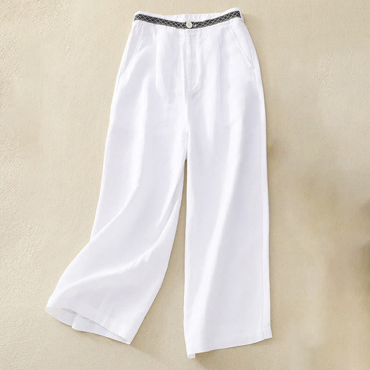 Buddha Stones Solid Color Front Button Back Elastic Women's Pants With Pockets - White - US8-10，UK/AU12-14，EU40-42 (2XL) - image 24