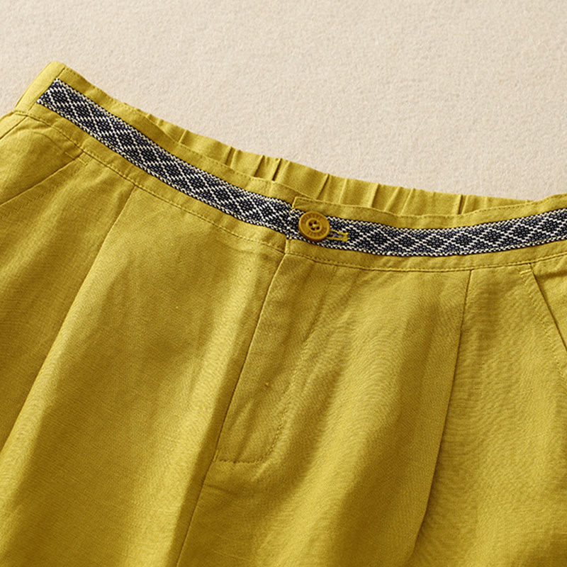 Buddha Stones Solid Color Front Button Back Elastic Women's Pants With Pockets - image 11