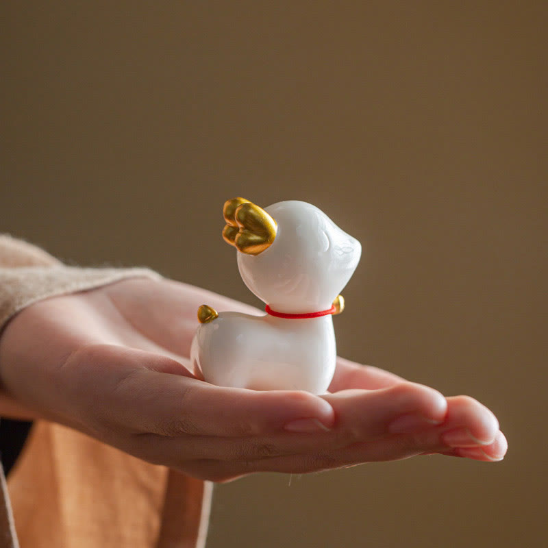 Buddha Stones Mini Deer Tea Pet Ceramic Home Desk Figurine Decoration - image 4