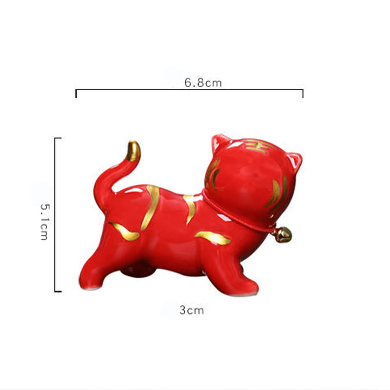 Buddha Stones Mini Cute Tiger Tea Pet Ceramic Home Desk Figurine Decoration - image 10